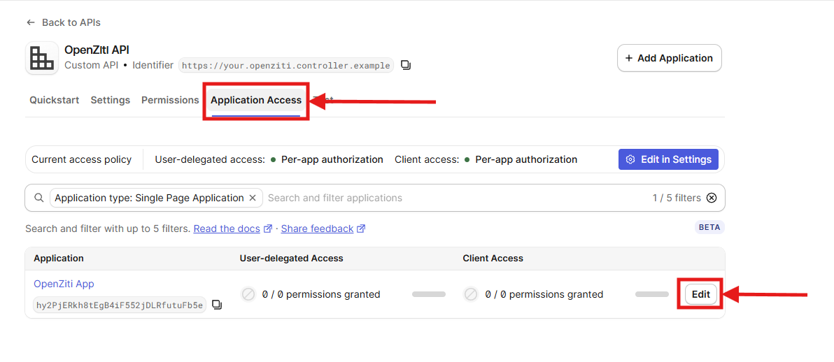 Auth0 application access