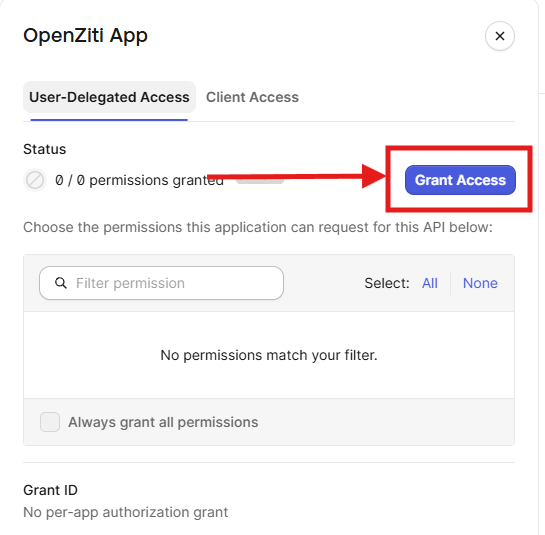 Auth0 grant access